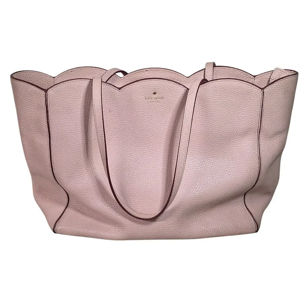 Kate Spade New York Leewood Place Rainn Scalloped Leather Pink Tote